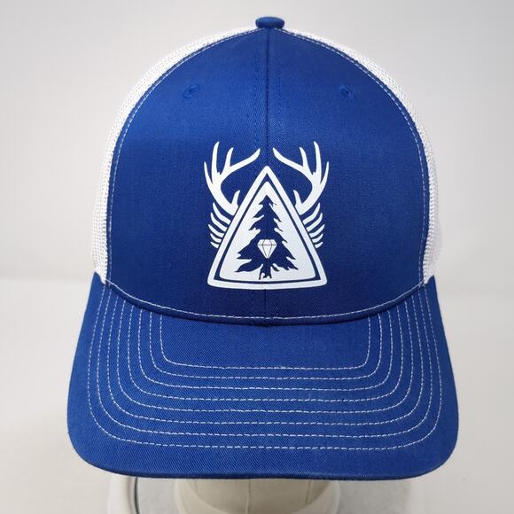 Richardson Snapback Trucker Hat Blue One Size Mesh Back Logo Antler - Picture 2 of 10